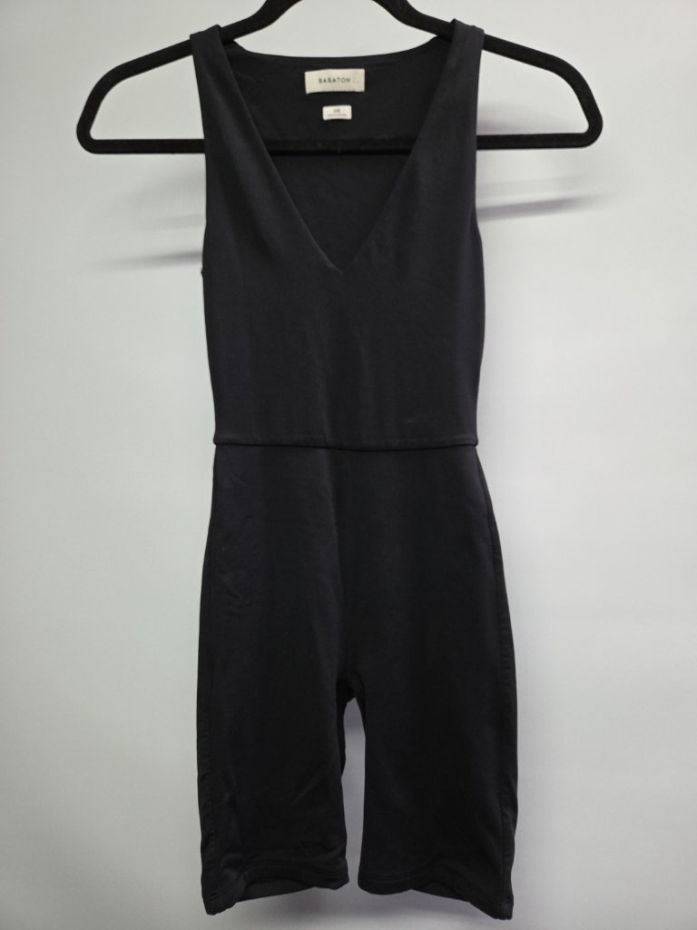 Babaton Aritzia Contour Black V Neck Sleeveless Romper Shorts Size 2xs Nwot